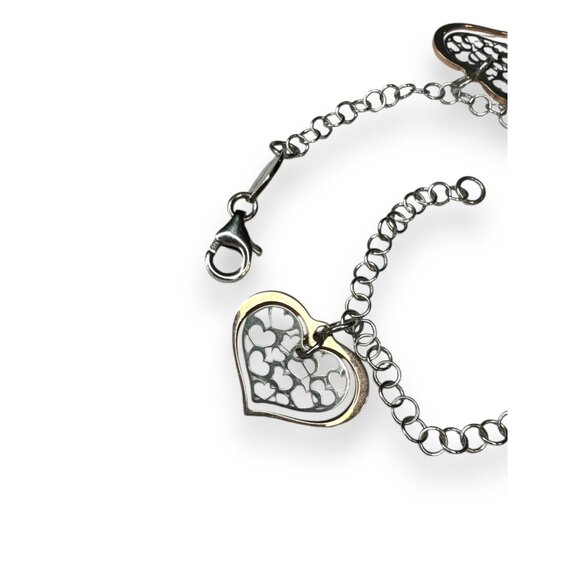Nomination Sterling Silver Heart Charm Bracelet With Rose Gold Overlay 7.5" - Picture 2 of 10